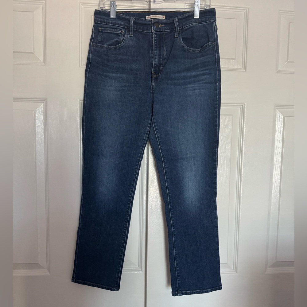 Signature by Levi Strauss Deep Blue High Rise Straight Crop Jeans